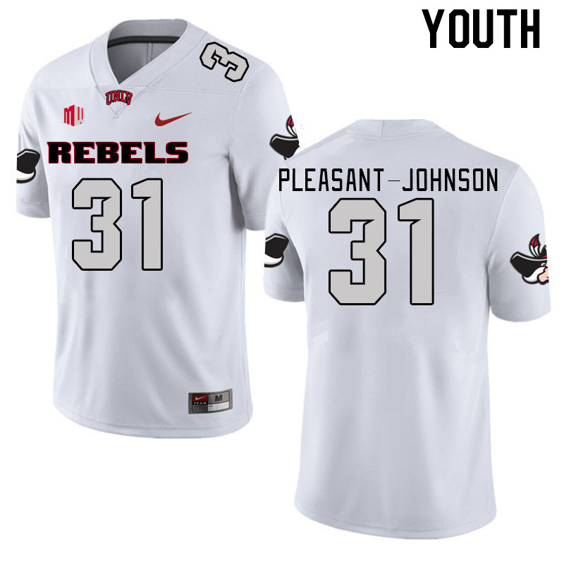 Youth #31 Lacarea Pleasant-Johnson UNLV Rebels 2023 College Football Jerseys Stitched-White - Click Image to Close